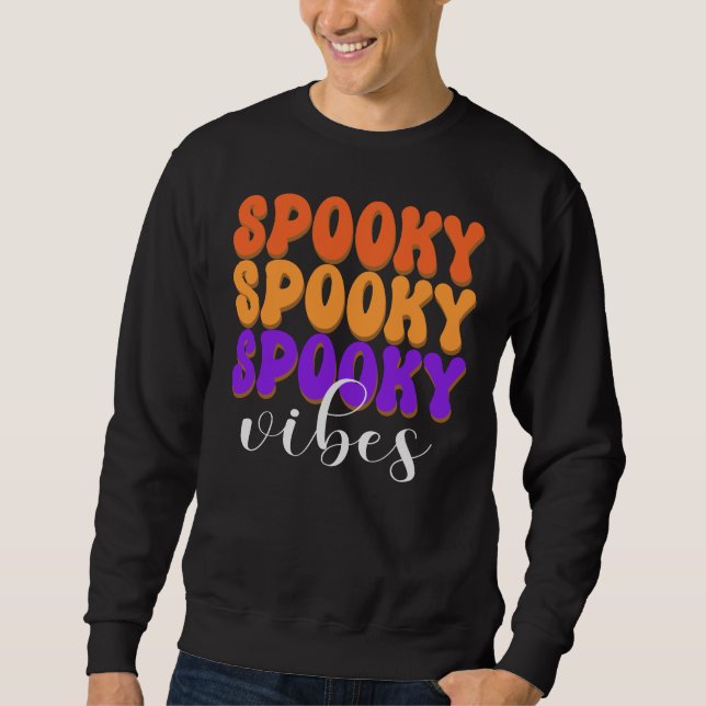 Retro Groovy Spooky Vibes Halloween Sweatshirt (Front)