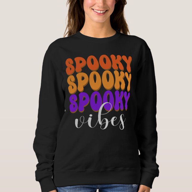 Retro Groovy Spooky Vibes Halloween Sweatshirt (Front)