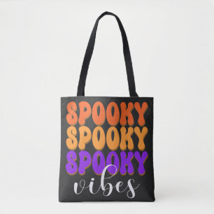 Retro Groovy Spooky Vibes Halloween Tote Bag
