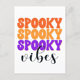 Retro Groovy Spooky Vibes Vintage Halloween Postcard