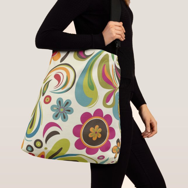 Retro Groovy Spring Pattern Crossbody Bag (Close Up)