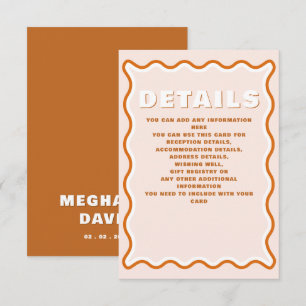 Retro Groovy Squiggle Wavy Terracotta Wedding Enclosure Card