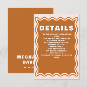 Retro Groovy Squiggle Wavy Terracotta Wedding  Enclosure Card