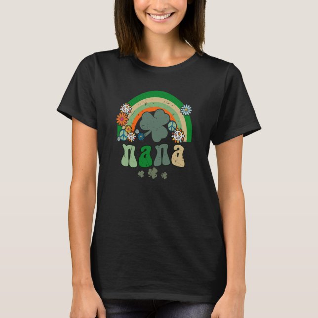 Retro Groovy St Patrick Rainbow Nana Cute Family M T-Shirt (Front)