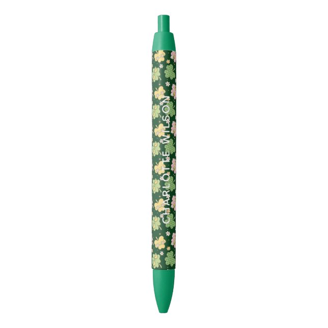 Retro Groovy St Patrick's Day Monogram  Black Ink Pen (Front Vertical)