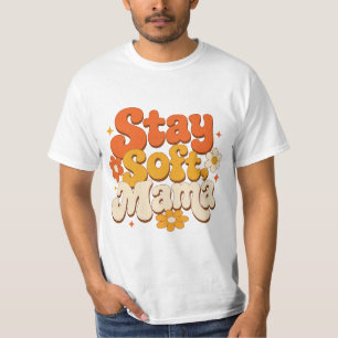 Retro Groovy "Stay Soft, Mama" SVG Design T-Shirt