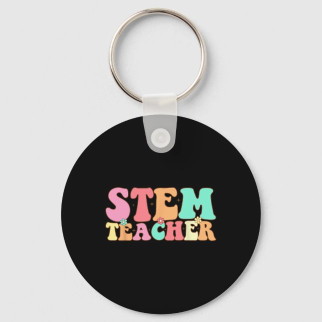 Retro Groovy Stem Teacher Stem Day Specials Squad  Key Ring (Front)