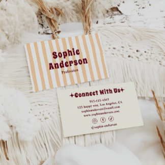 Retro Groovy Striped Business Card