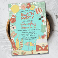 Retro Groovy Stylish Beach or Pool Birthday Party