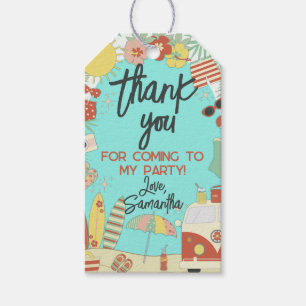 Retro Groovy Stylish Beach Party Thank You Favour Gift Tags