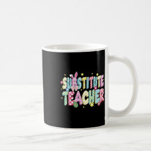 Retro Groovy Substitute Teacher Bunny Ear Easter Coffee Mug