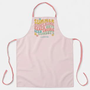 Retro Groovy Summer Pink Monogram Name Luggage Tag Apron