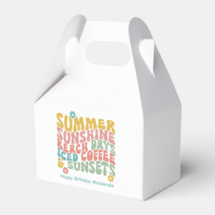 Retro Groovy Summer Pink Monogram Name Luggage Tag Favour Box