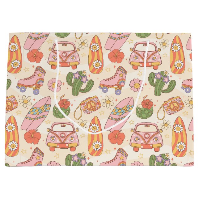 Retro Groovy Summer Vibes  Large Gift Bag (Front)