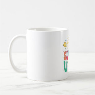 Retro Groovy Summer Vibes Sunflower Hello Summer V Coffee Mug