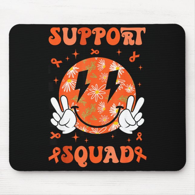 Retro Groovy Support Squad Multiple Sclerosis Oran Mouse Mat (Front)