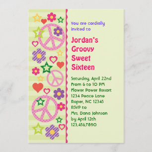 Retro Groovy Sweet Sixteen Invitation