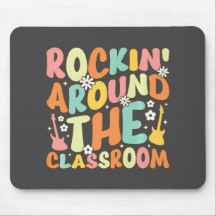 Retro Groovy Teacher Christmas Rockin Around The C Mouse Mat
