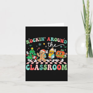 Retro Groovy Teacher Christmas Rockin' Around The Card