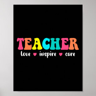 Retro Groovy Teacher Inspirational Back To School Poster