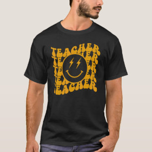 Retro Groovy Teacher Inspirational Colorful Back T T-Shirt