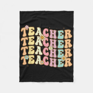 Retro Groovy Teacher Inspirational Colorful Ck To  Fleece Blanket