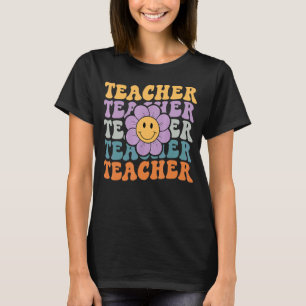 Retro Groovy Teacher Inspirational Colourful Back T-Shirt