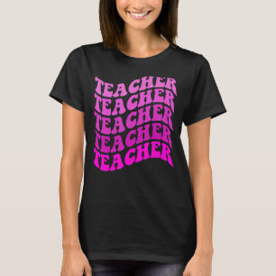 Retro Groovy Teacher Inspirational Colourful Back T-Shirt