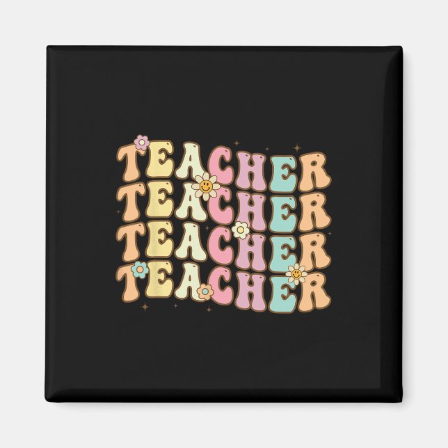 Retro Groovy Teacher Inspirational Colourful Ck To Magnet (Front)