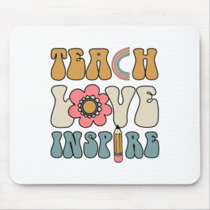 Retro Groovy Teacher Inspirational Happy Ck To Sch Mouse Mat