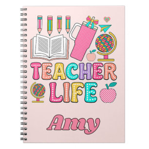 Retro Groovy Teacher Life Tumbler Globe Notebook
