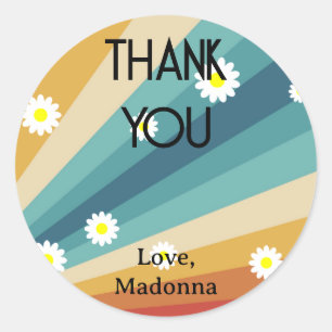 Retro Groovy - Thank You Classic Round Sticker