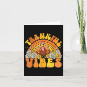 Retro Groovy Thankful Vibes Turkey Fall Autumn Tha Card