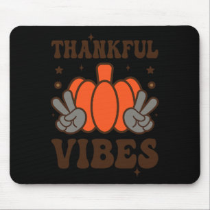 Retro Groovy Thankful Vibes Turkey Fall Thanksgivi Mouse Mat