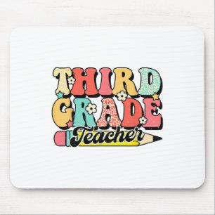 Retro Groovy Third Grade Teacher First Day 3rd Gra Mouse Mat