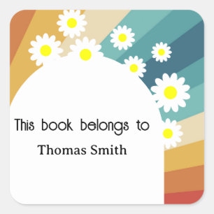 Retro Groovy - This book belongs to Square Sticker