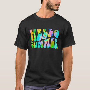 Retro Groovy TieDye hello summer Hawaii Vacation P T-Shirt