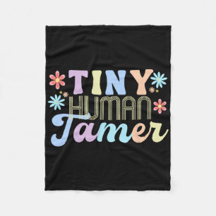 Retro Groovy Tiny Human Tamer School Apparel For T Fleece Blanket
