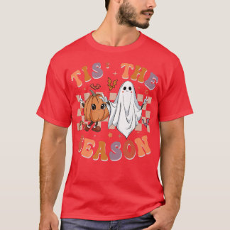 Retro Groovy Tis The Season Pumpkin Ghost Hippie H T-Shirt