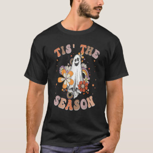 Retro Groovy Tis The Season Pumpkin Ghost Hippie H T-Shirt