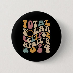 Retro Groovy Total Solar Eclipse April 081 6 Cm Round Badge