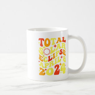 Retro Groovy Total Solar Eclipse April 08 2024 Coffee Mug