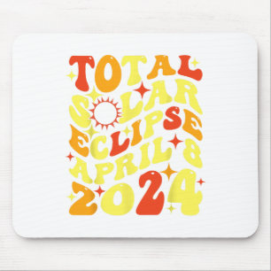 Retro Groovy Total Solar Eclipse April 08 2024  Mouse Mat