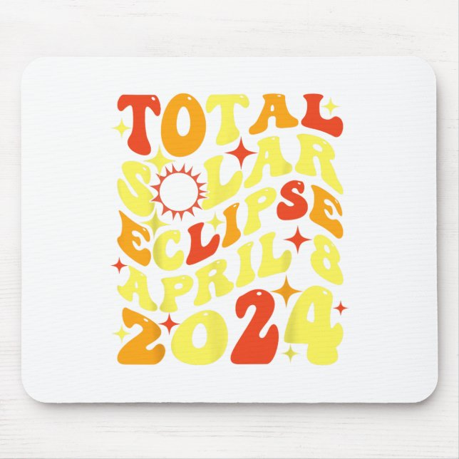 Retro Groovy Total Solar Eclipse April 08 2024  Mouse Mat (Front)