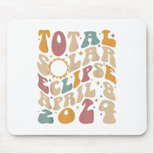 Retro Groovy Total Solar Eclipse April 08 2024 Mouse Mat