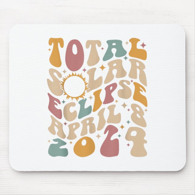 Retro Groovy Total Solar Eclipse April 08 2024  Mouse Mat (Front)