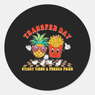 Retro Groovy Transfer Day Sticky Vibes Ivf Couple  Classic Round Sticker