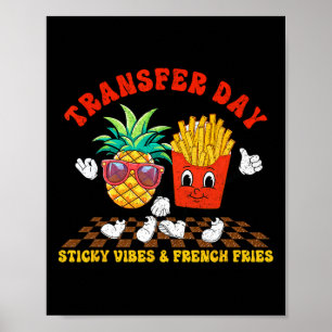 Retro Groovy Transfer Day Sticky Vibes Ivf Couple Poster