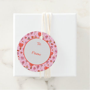 Retro Groovy Valentine Cartoons Favour Tags