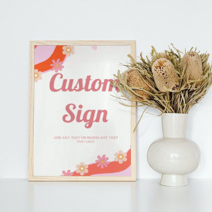 Retro Groovy  valentine heart Custom party sign